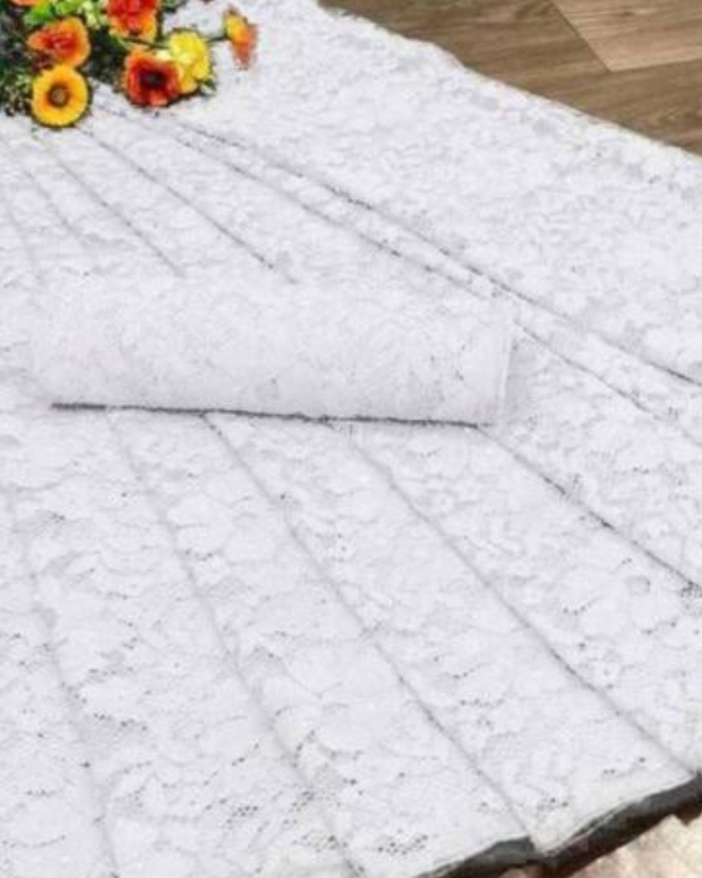 Net white lace border Saree